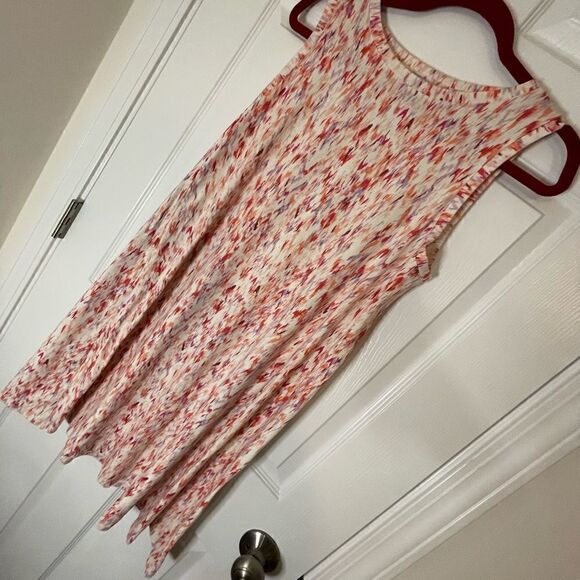 Loft medium womens pink orange white sleeveless dress M - Picture 1 of 5